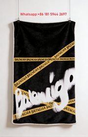 Balenciaga Caution Tape Flannel Sofa Throw Blanket Luxury Brand Cover BA012